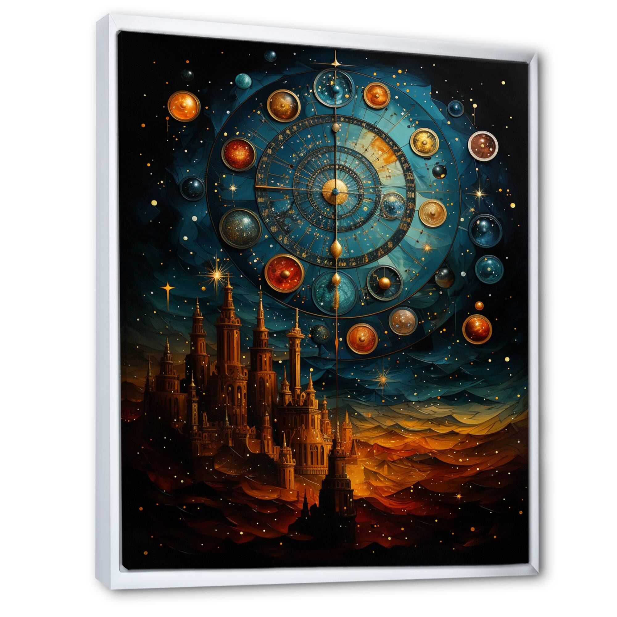 Designart "Astrology Astrological Mosaic" Zodiac Framed Wall Decor